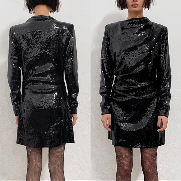 zara black glitter dress Zara Sequin Mini Dress – Curvy Girl Styles Boutique